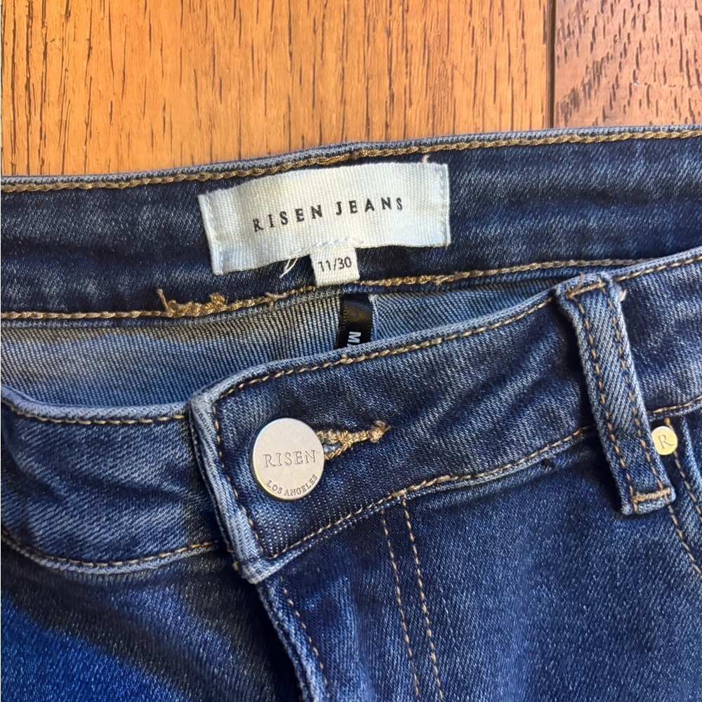 Risen Women’s High-Rise Wide Leg Jeans in Dark Blue - Picture 3 of 5